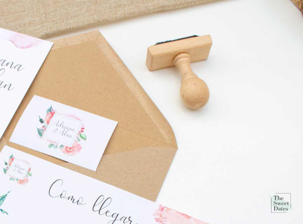 Sello de caucho de madera para bodas