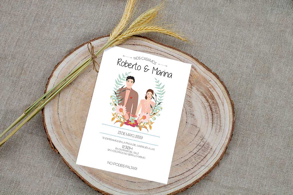 Invitaciones de boda ilustradas originales en Zaragoza