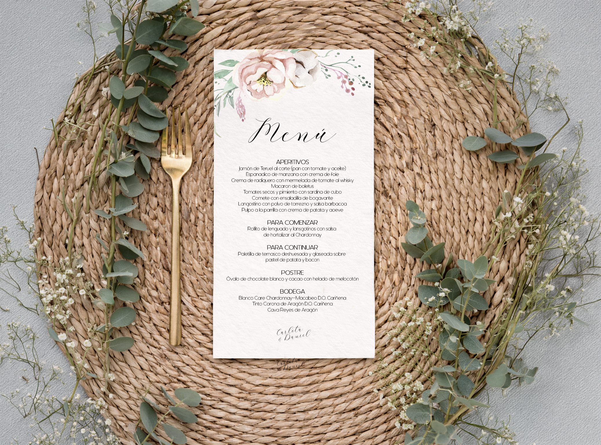 Menu Epidia minuta coleccion Zaragoza Invitaciones de boda