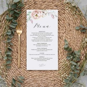 Minuta Epidia 20x10cm a juego con las invitaciones de boda