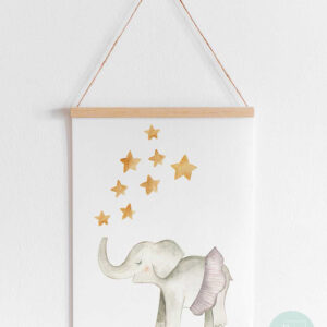 lamina infantil elefante tirando estrellas