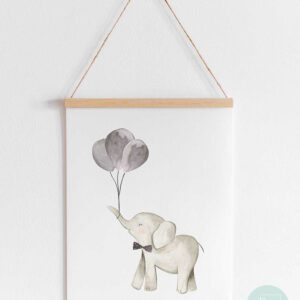 Lámina infantil elefante con globos habitación