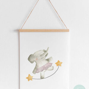 lámina infantil elefante sobre cuerda