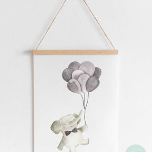 lamina infantil elefante de pie con globos