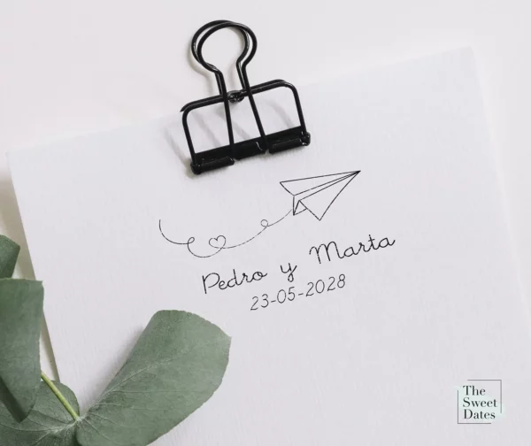 Sello de Caucho Avión de papel Invitaciones de boda, etiquetas, sello de boda personalizado