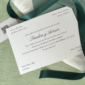 IInvitacion de boda Clasica Personalizada tradicional papel verjurado 300gr Zaragoza