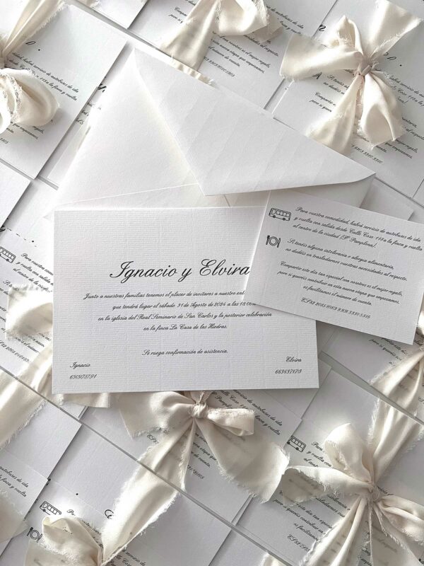 Invitacion de boda clasica Verjurado blanco Tradicional Zaragoza online