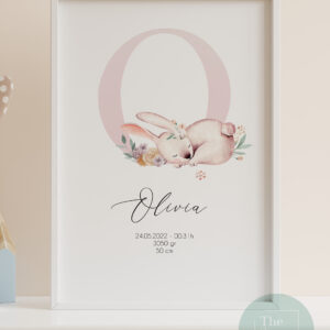 Lamina nacimiento bebe regalo original con inicial