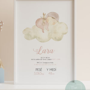 lamina nacimiento bebe en una nube natalicio