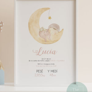 Lamina nacimiento bebe durmiendo luna regalo original papas