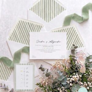 Invitacion de boda Salvia con sobre verde