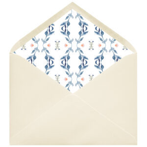 Sobre premium Verjurado Vainilla forrado ondas azul