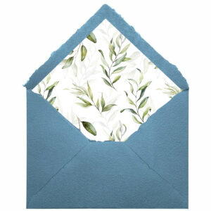 Sobre Artesanal C5 oceano con forro personalizado en hojas personalizadas verdes