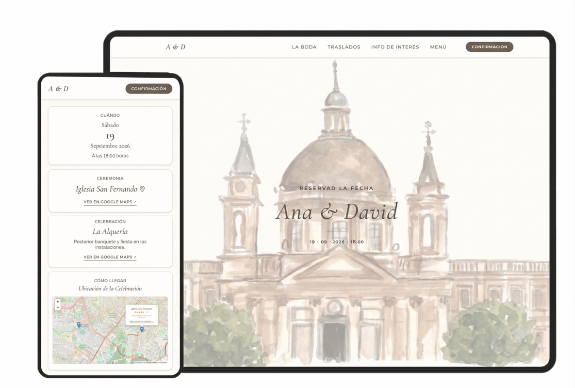 Web de boda Zaragoza invitacion de boda digital con formulario confirmacion