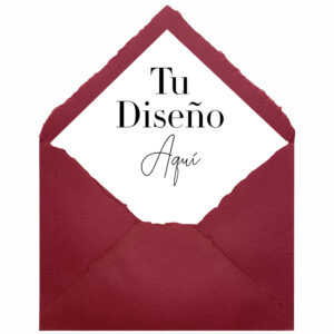 Sobre Artesanal Forrado personalizado en Burdeos para invitaciones de boda artesanales