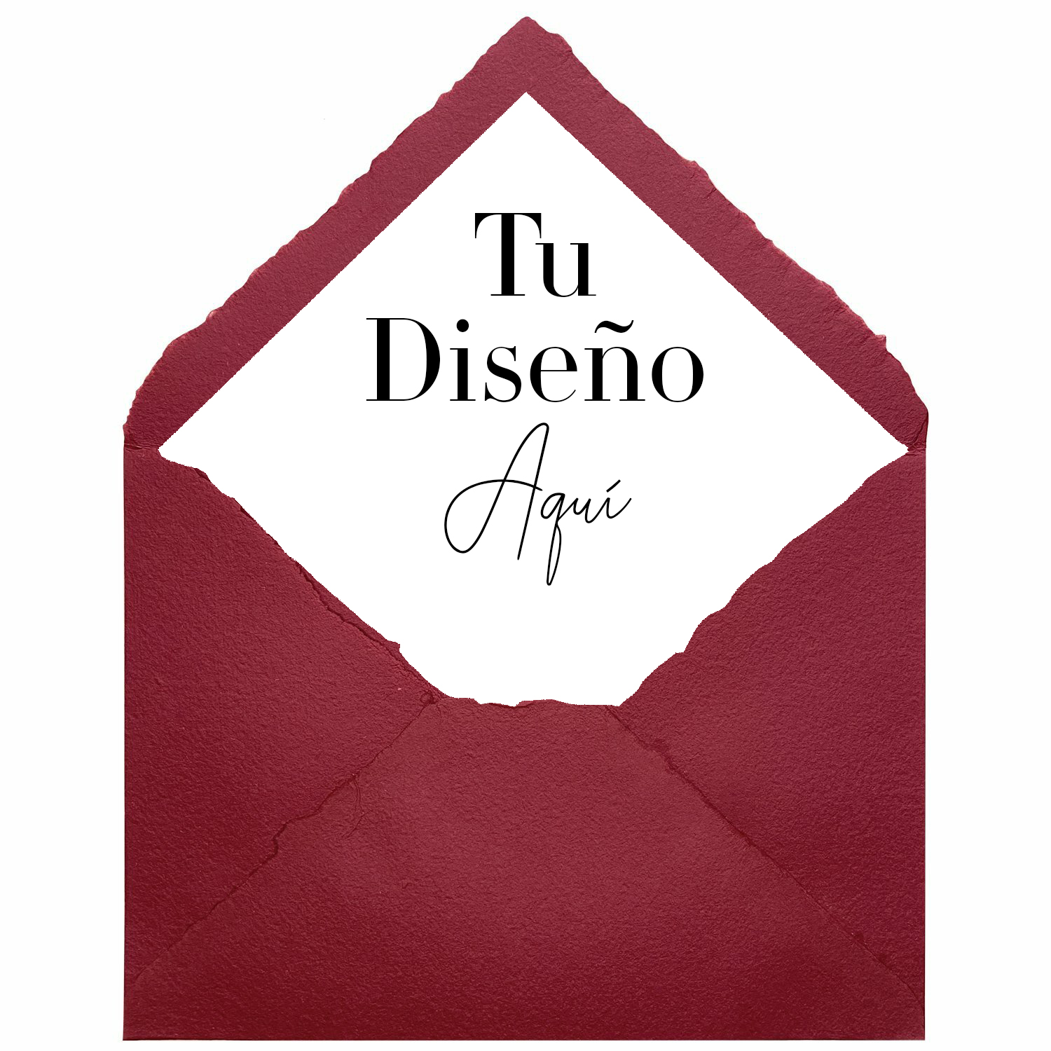 Sobre Artesanal Forrado personalizado en Burdeos para invitaciones de boda artesanales