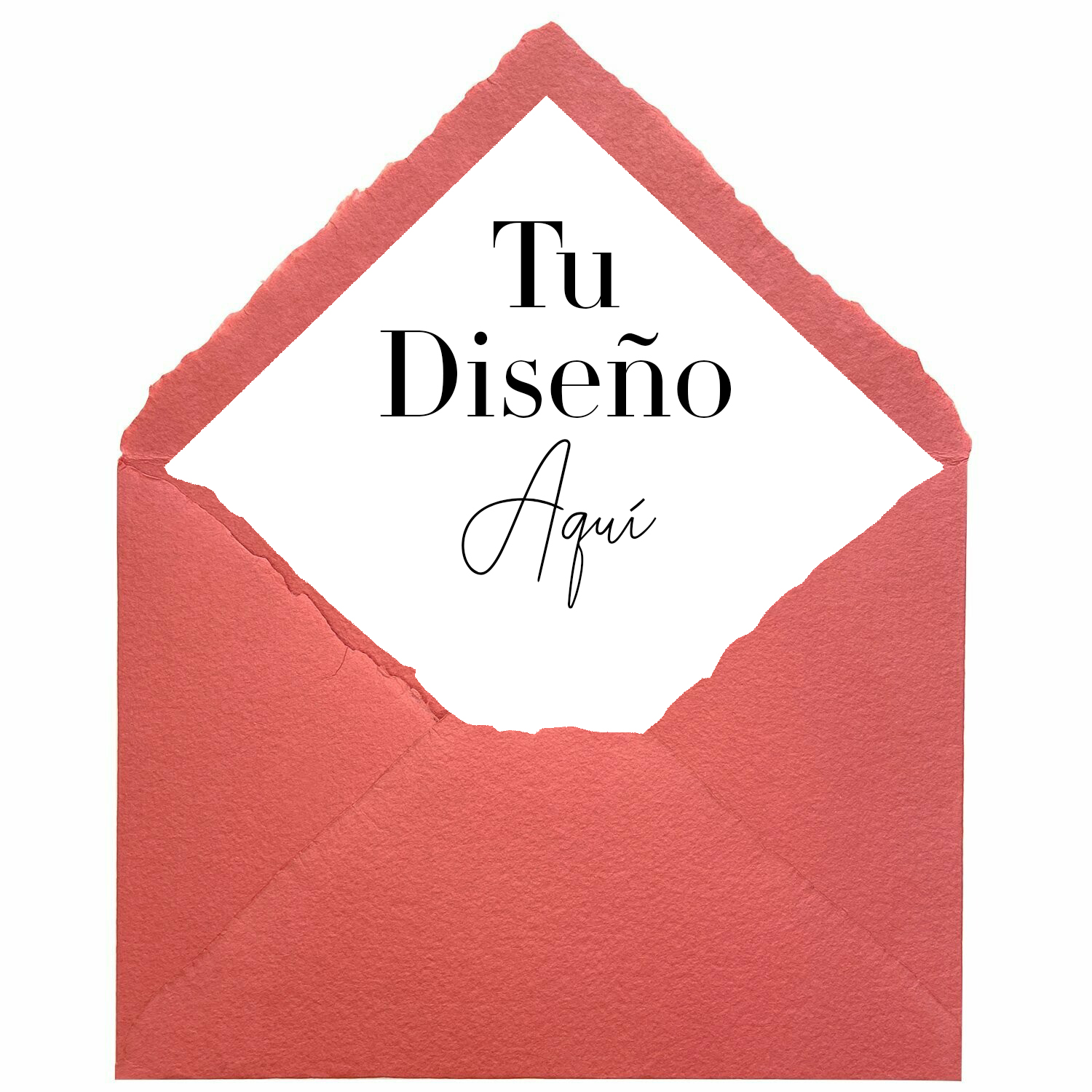 Sobre Artesanal Forrado personalizado en Coral para invitaciones de boda artesanales