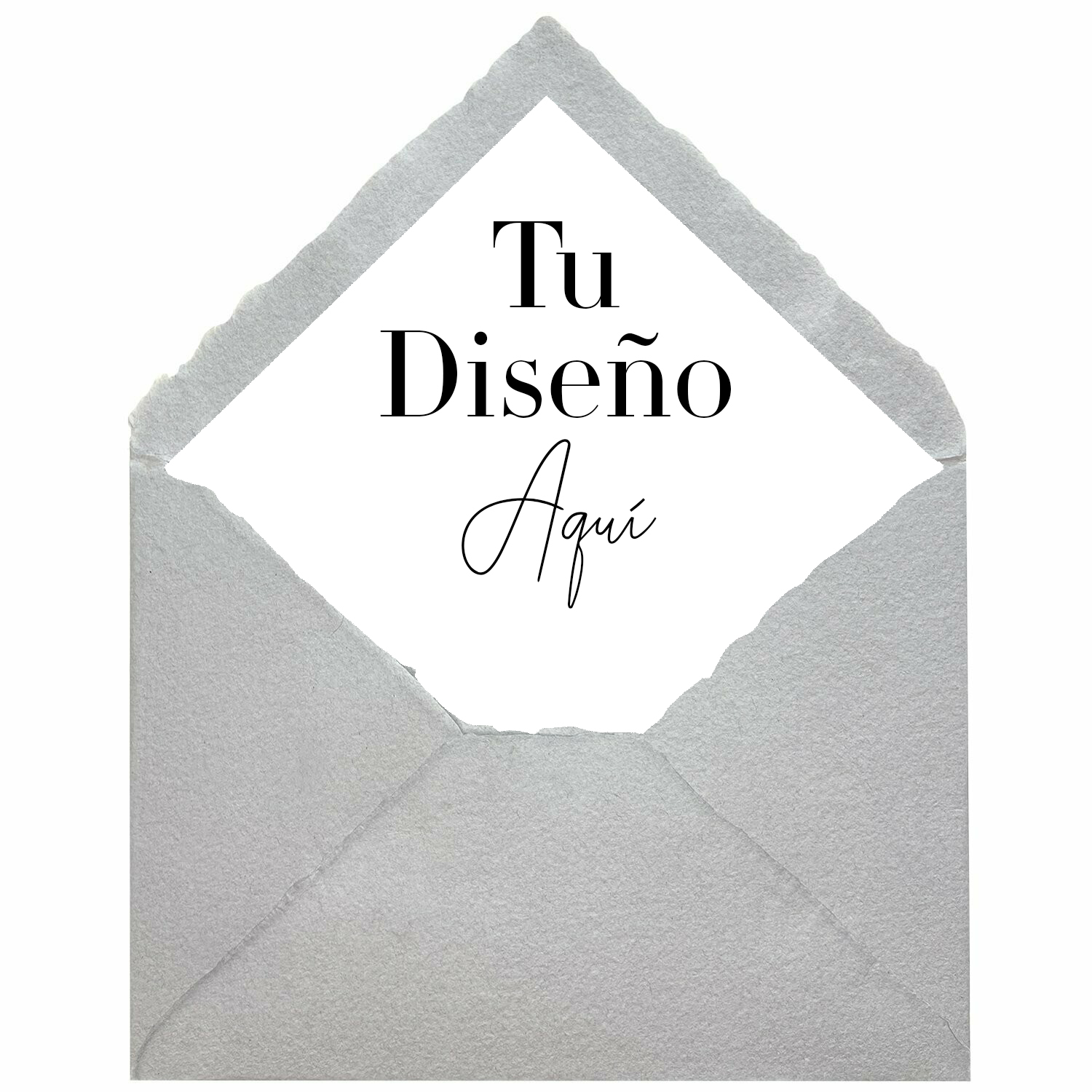 Sobre Artesanal Forrado personalizado en Gris para invitaciones de boda artesanales