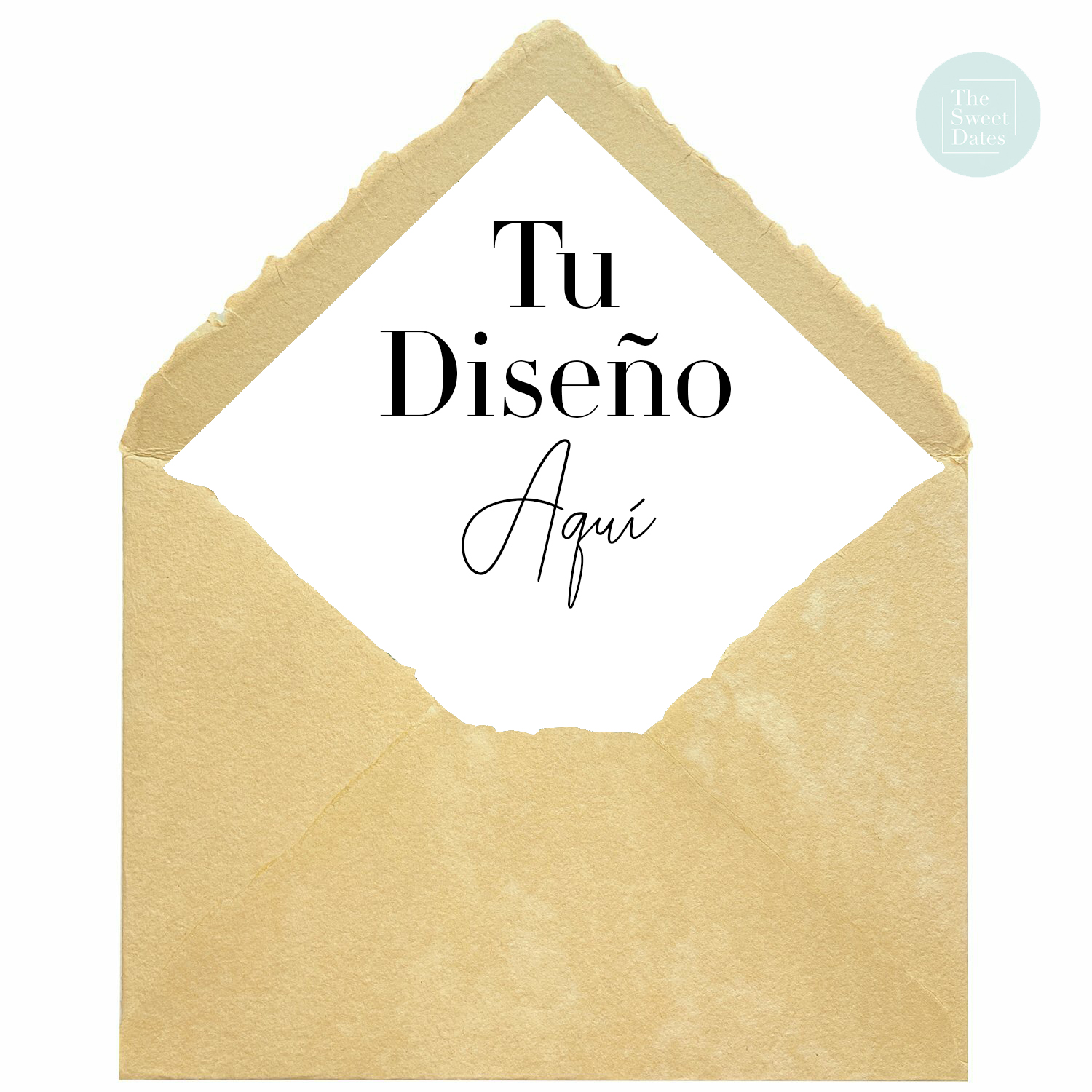 Sobre Artesanal Forrado personalizado en Mostaza para invitaciones de boda artesanales