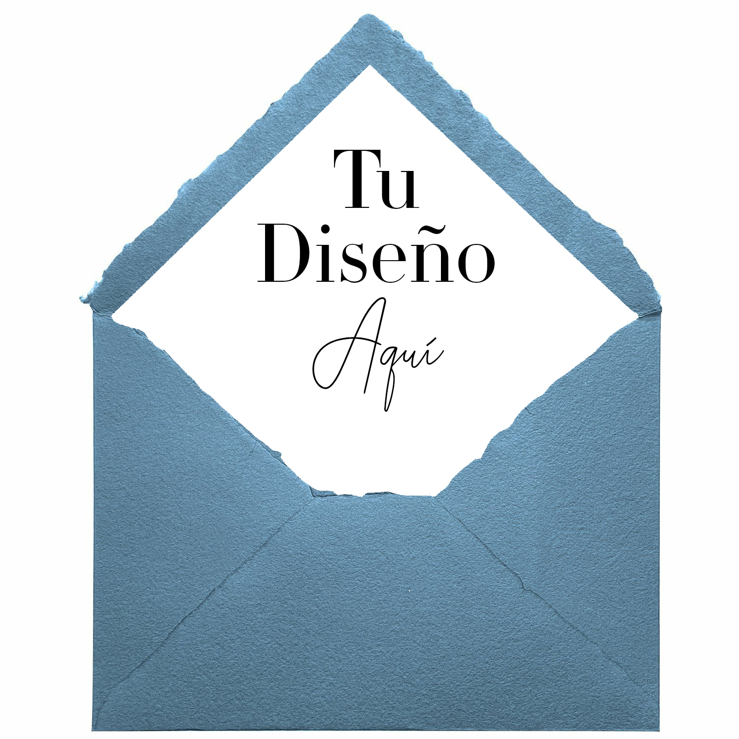 Sobre Artesanal Forrado personalizado en Azul Oceano para invitaciones de boda artesanales